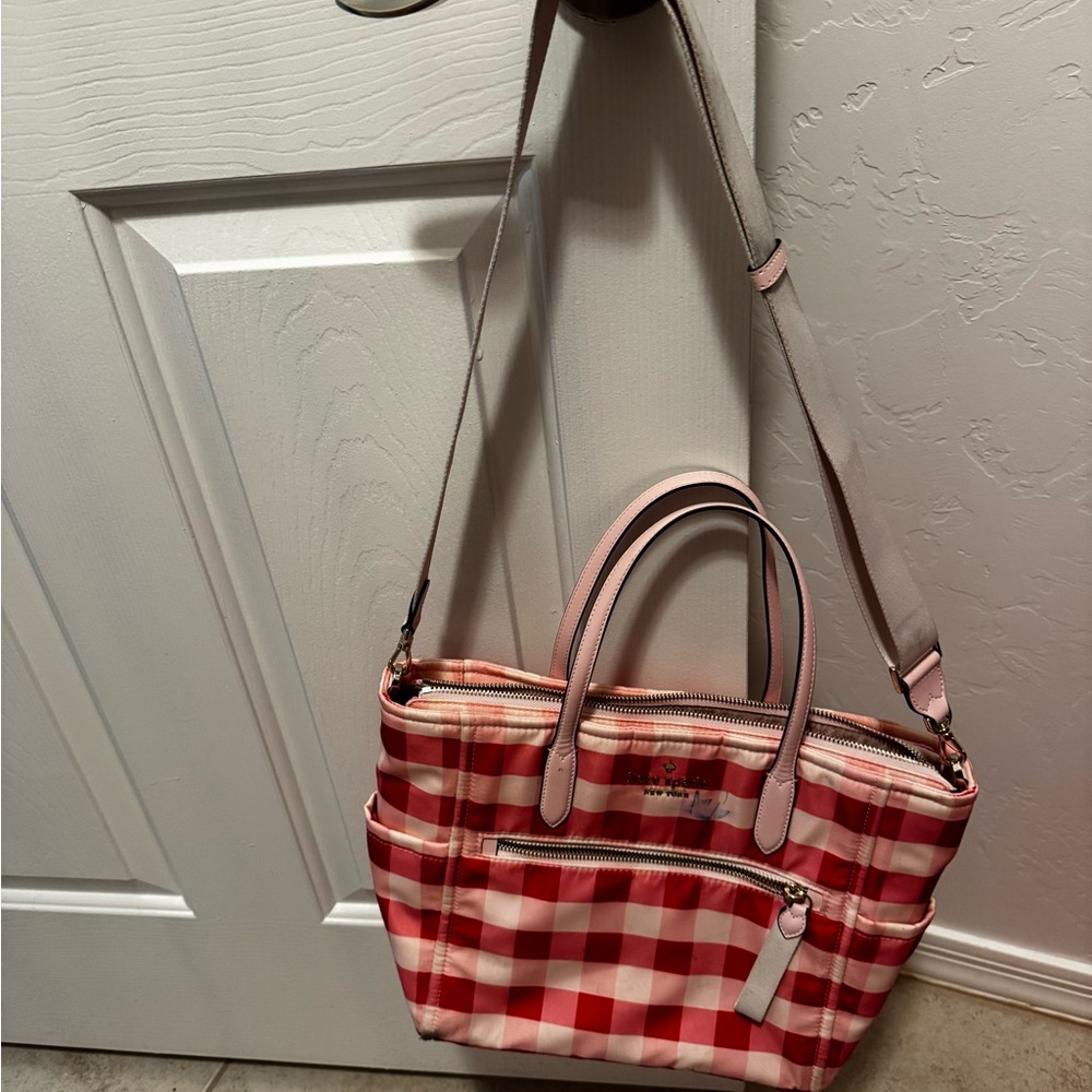 Kate Spade Red and White Checkered Shoulder Bag